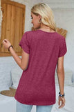 V-Neck Petal Sleeve T-Shirt - Trendsi - Flyclothing LLC