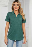 Johnny Collar Short Sleeve Blouse - Trendsi - Flyclothing LLC