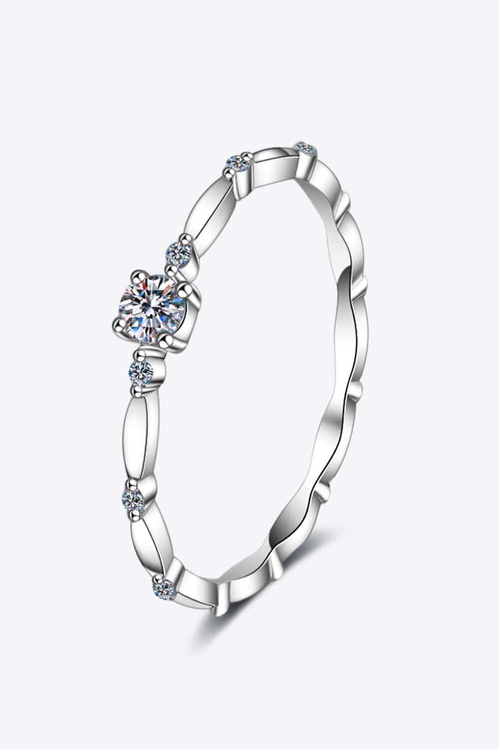 Moissanite 925 Sterling Silver Rhodium-Plated Ring - Trendsi - Flyclothing LLC