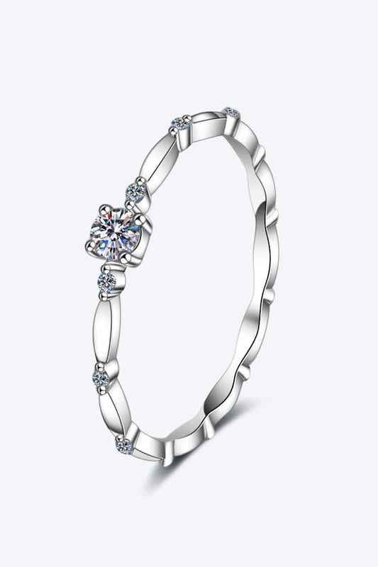 Moissanite 925 Sterling Silver Rhodium-Plated Ring - Trendsi - Flyclothing LLC