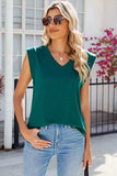 V-Neck Cap Sleeve Tank - Trendsi - Flyclothing LLC