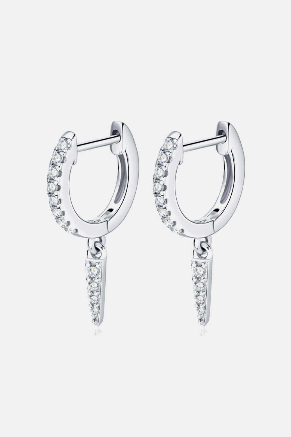 Moissanite 925 Sterling Silver Huggie Drop Earrings - Trendsi - Flyclothing LLC