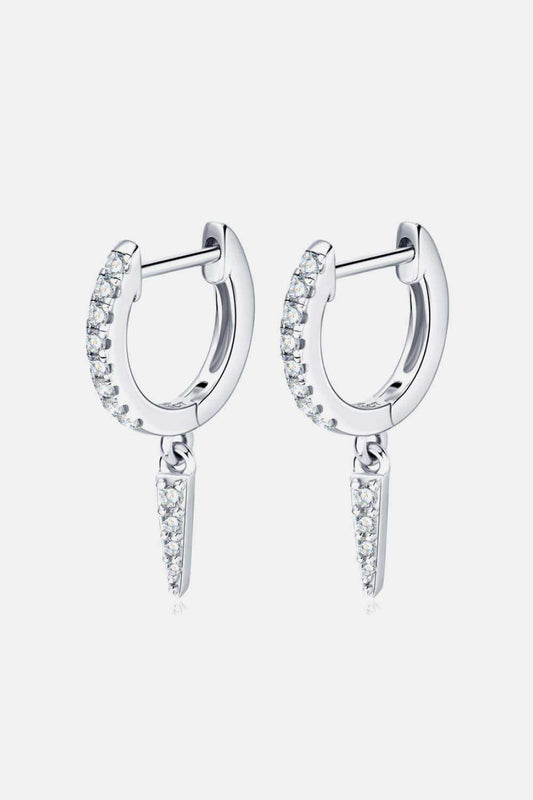 Moissanite 925 Sterling Silver Huggie Drop Earrings - Trendsi - Flyclothing LLC