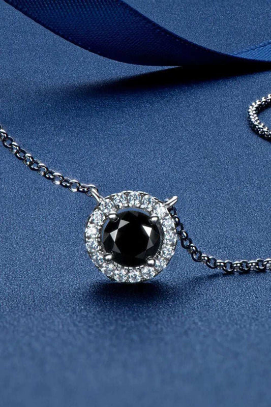 Two-Tone 1 Carat Moissanite Round Pendant Necklace - Trendsi - Flyclothing LLC