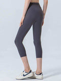 Wide Waistband Cropped Sports Leggings - Trendsi - Flyclothing LLC