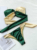 Two-Tone Ring Detail Tied Bikini Set - Trendsi - Flyclothing LLC