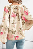 Floral V-Neck Balloon Sleeve Blouse - Trendsi - Flyclothing LLC
