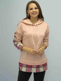 Plaid Drawstring Drop Shoulder Slit Hoodie - Trendsi - Flyclothing LLC