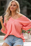 Dropped Shoulder V-Neck Blouse - Trendsi - Flyclothing LLC