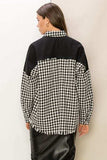 HYFVE Houndstooth Contrast Raw Hem Jacket - Trendsi - Flyclothing LLC