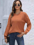 Round Neck Dropped Shoulder Sweater - Trendsi - Flyclothing LLC