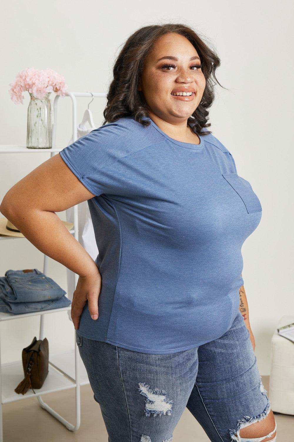 Sew In Love Stay and Chat Love Full Size Pocket Tee - Trendsi - Flyclothing LLC