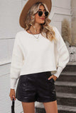 Round Neck Dropped Shoulder Pullover Sweater - Trendsi - Flyclothing LLC