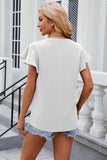 Notched Cap Sleeve T-Shirt - Trendsi - Flyclothing LLC
