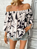 Printed Off-Shoulder Bell Sleeve Blouse - Trendsi - Flyclothing LLC