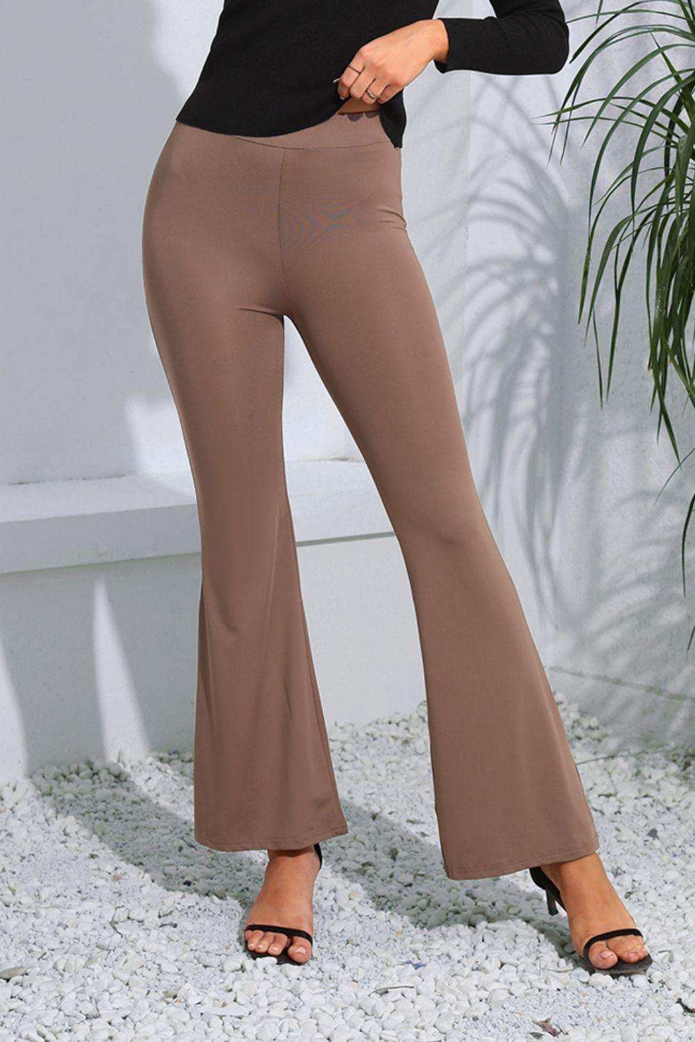 High Waist Long Flare Pants - Trendsi - Flyclothing LLC