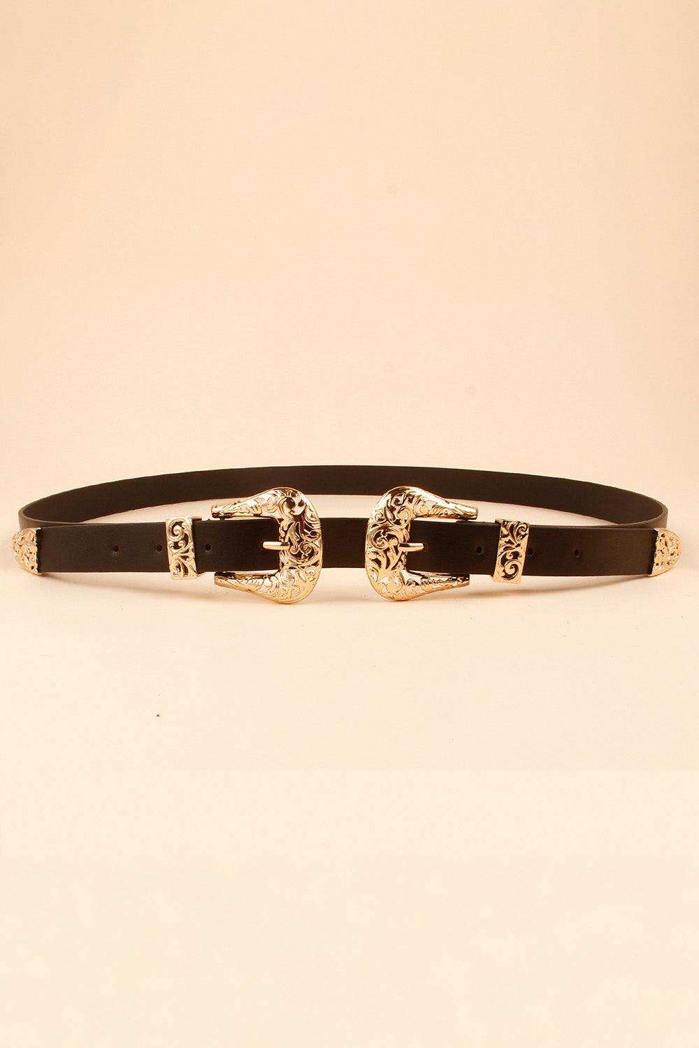 Double Buckle PU Leather Belt - Trendsi - Flyclothing LLC