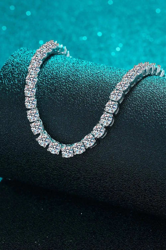 Moissanite Rhodium-Plated Necklace - Trendsi - Flyclothing LLC