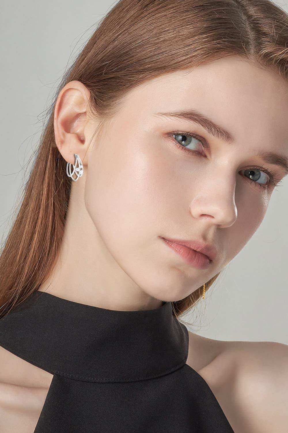 Moissanite 925 Sterling Silver Layered Earrings - Trendsi - Flyclothing LLC
