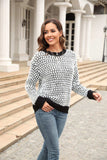 Printed Round Neck Dropped Shoulder Sweater - Trendsi - Flyclothing LLC