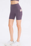 Wide Waistband Sports Shorts with Pockets - Trendsi - Flyclothing LLC