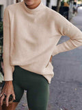 Ribbed Mock Neck Long Sleeve Sweater - Trendsi - Flyclothing LLC