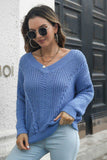 Cable-Knit V-Neck Sweater - Trendsi - Flyclothing LLC