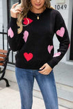 Heart Round Neck Droppped Shoulder Sweater - Trendsi - Flyclothing LLC