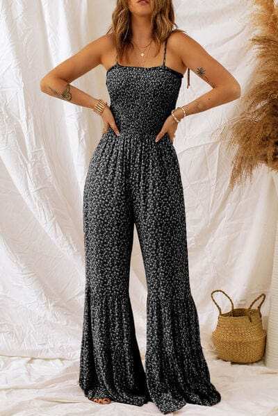 Floral Spaghetti Strap Wide Leg Jumpsuit - Trendsi - Flyclothing LLC