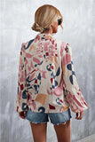 Printed Tie Neck Puff Sleeve Blouse - Trendsi - Flyclothing LLC