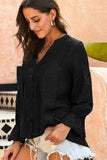 Crochet Flounce Sleeve Button Up Blouse - Trendsi - Flyclothing LLC