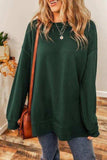 Round Neck Drop Shoulder Slit Sweatshirt - Trendsi - Flyclothing LLC