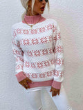 Snowflake Pattern Mock Neck Sweater - Trendsi - Flyclothing LLC