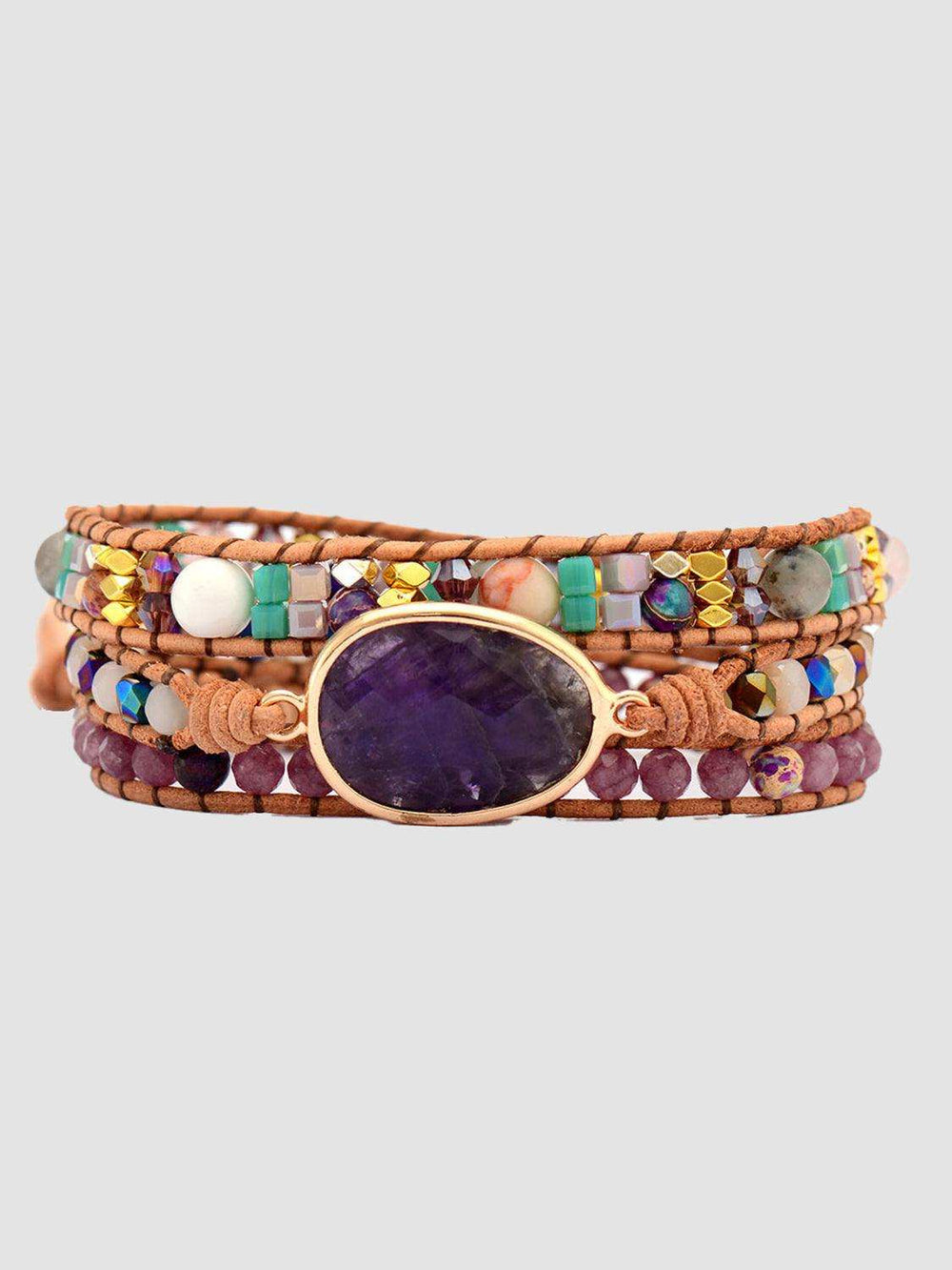 Triple-Layer Amethyst Bracelet - Trendsi - Flyclothing LLC