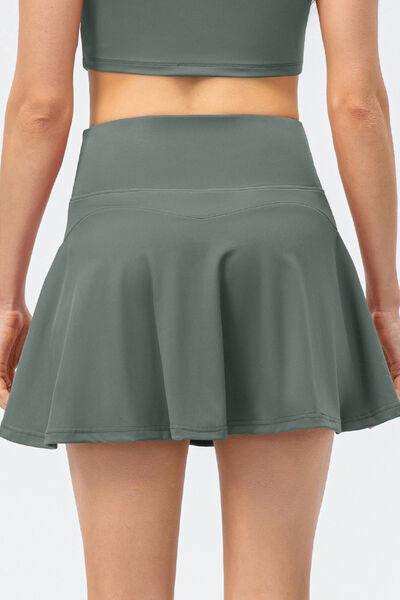 High Waist Wide Waistband Active Skirt - Trendsi - Flyclothing LLC