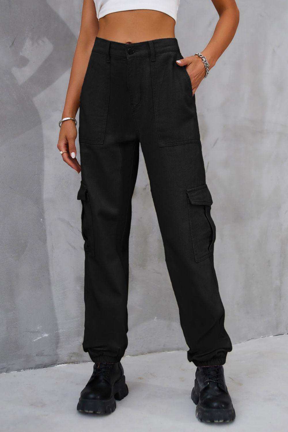 Buttoned High Waist Jeans with Pockets - Trendsi - Flyclothing LLC