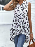Leopard High-Low Sleeveless Shirt - Trendsi - Flyclothing LLC