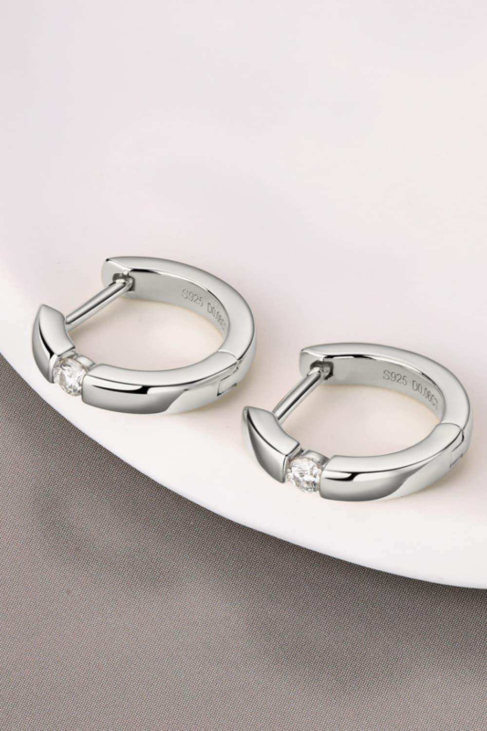Moissanite 925 Sterling Silver Huggie Earrings - Trendsi - Flyclothing LLC