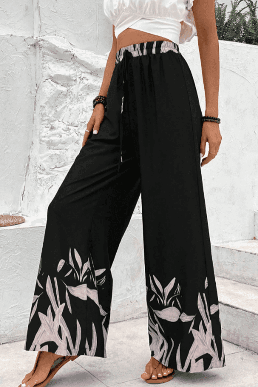 Drawstring High Waist Relax Fit Long Pants - Trendsi - Flyclothing LLC
