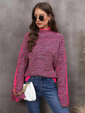 Heathered Turtleneck Long Sleeve Sweater - Trendsi - Flyclothing LLC