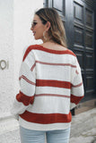 Striped V-Neck Drop Shoulder Sweater - Trendsi - Flyclothing LLC
