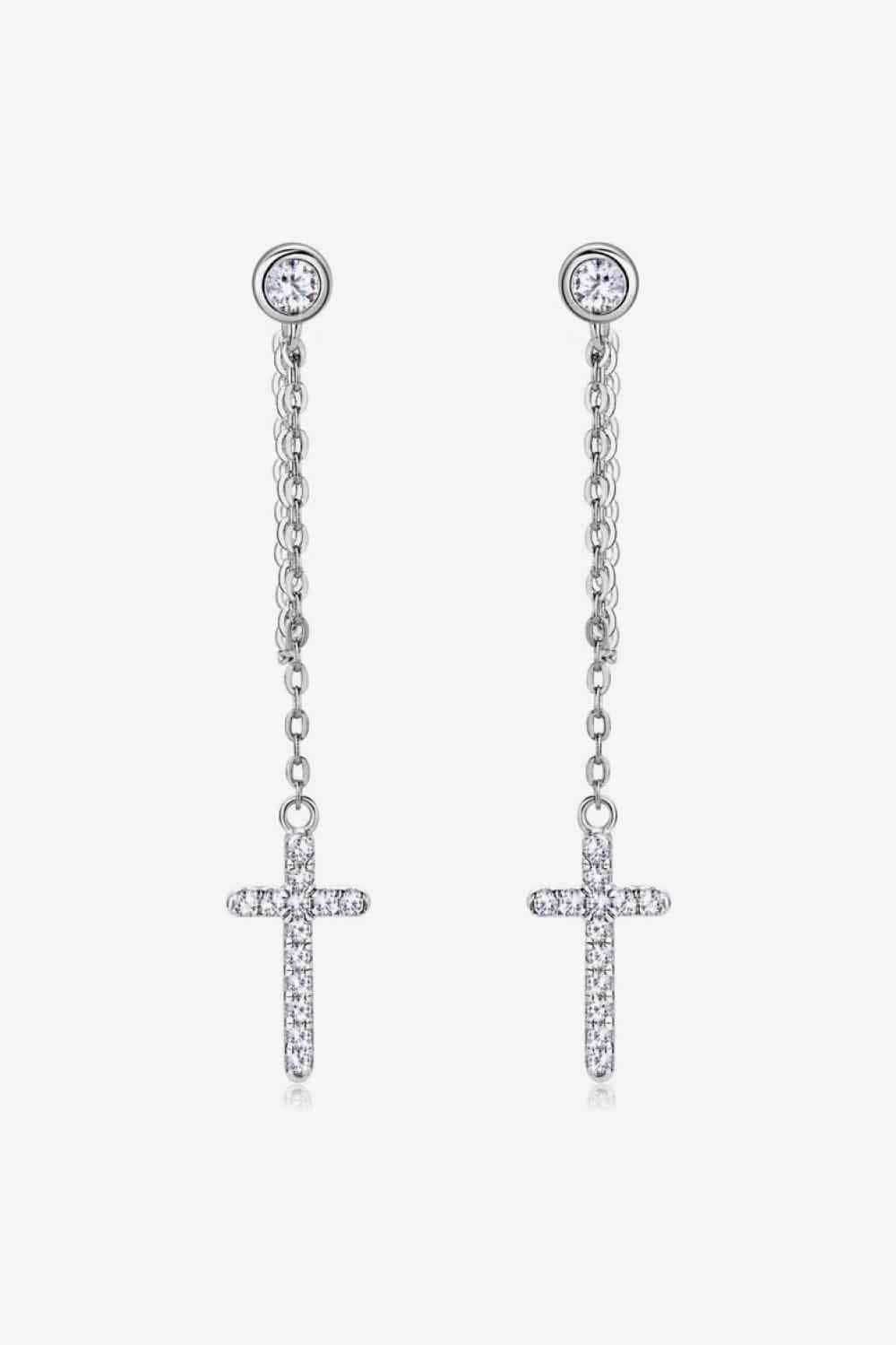 Moissanite 925 Sterling Silver Cross Earrings - Trendsi - Flyclothing LLC