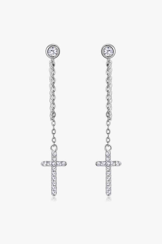 Moissanite 925 Sterling Silver Cross Earrings - Trendsi - Flyclothing LLC