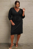 Culture Code Full Size Surplice Flare Ruching Dress - Trendsi - Flyclothing LLC