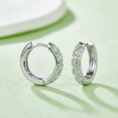 Moissanite 925 Sterling Silver Huggie Earrings - Trendsi - Flyclothing LLC