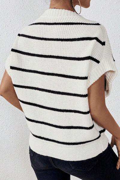 Striped Round Neck Sweater Vest - Trendsi - Flyclothing LLC
