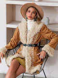 Fuzzy Open Front Long Sleeve Outerwear - Trendsi - Flyclothing LLC