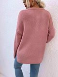 Quarter-Button Slit Sweater - Trendsi - Flyclothing LLC