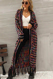 Multicolored Open Front Fringe Hem Cardigan - Trendsi - Flyclothing LLC