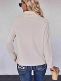 Collared Neck Buttoned Long Sleeve Top - Trendsi - Flyclothing LLC